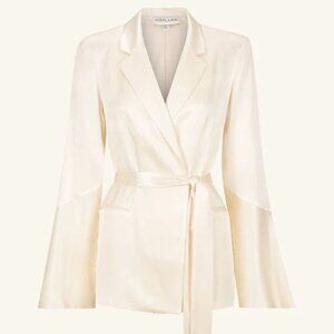 Shona Joy LA LUNE FLARED SLEEVE BELTED BLAZER - CREAM